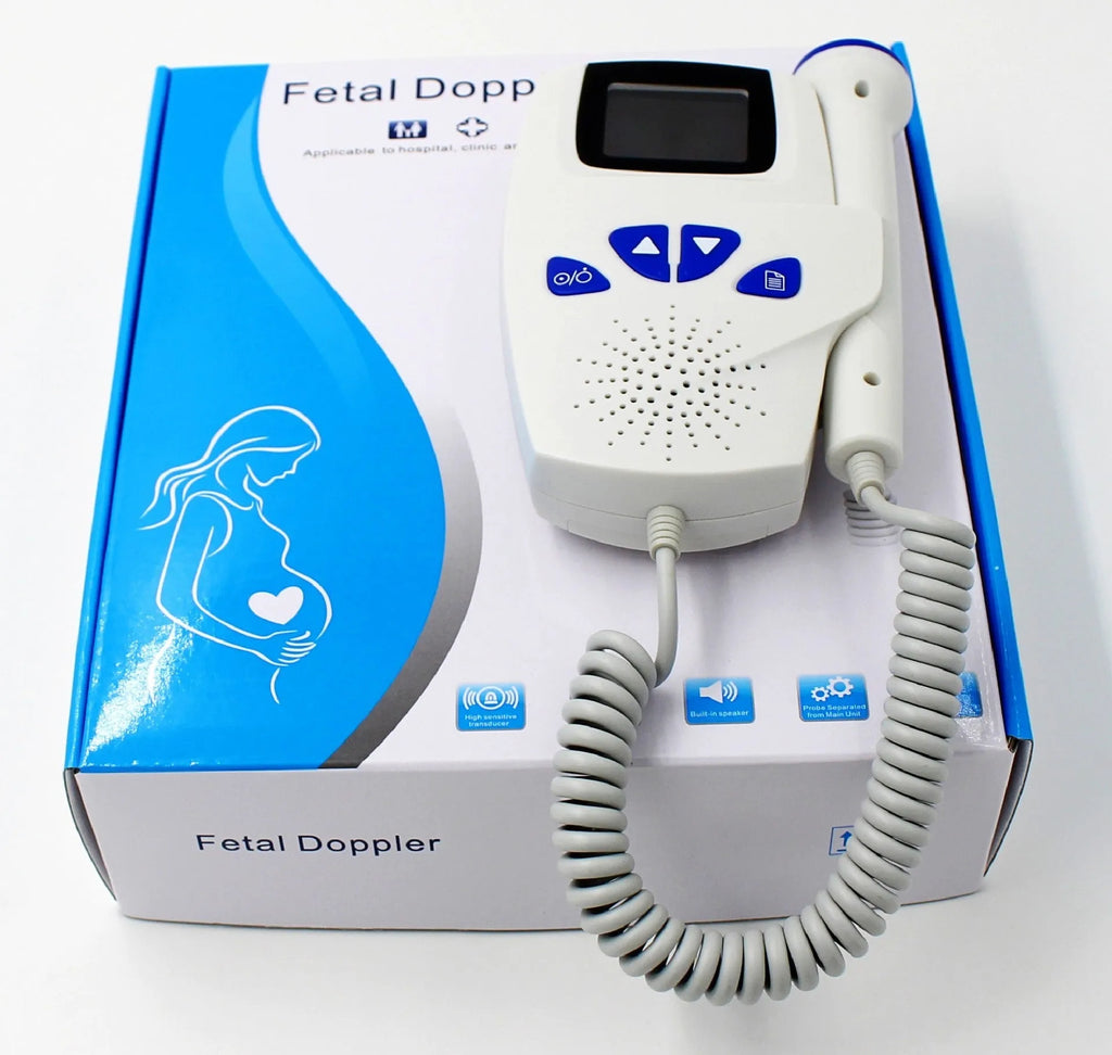 Digital waveform dual display fetal doppler heart rate monitor with TFT screen and probe