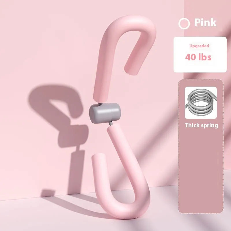 Yoga four piece fitness set showing leg stretching device, foot pedal resistance band, yoga ring, and figure eight tension rope
