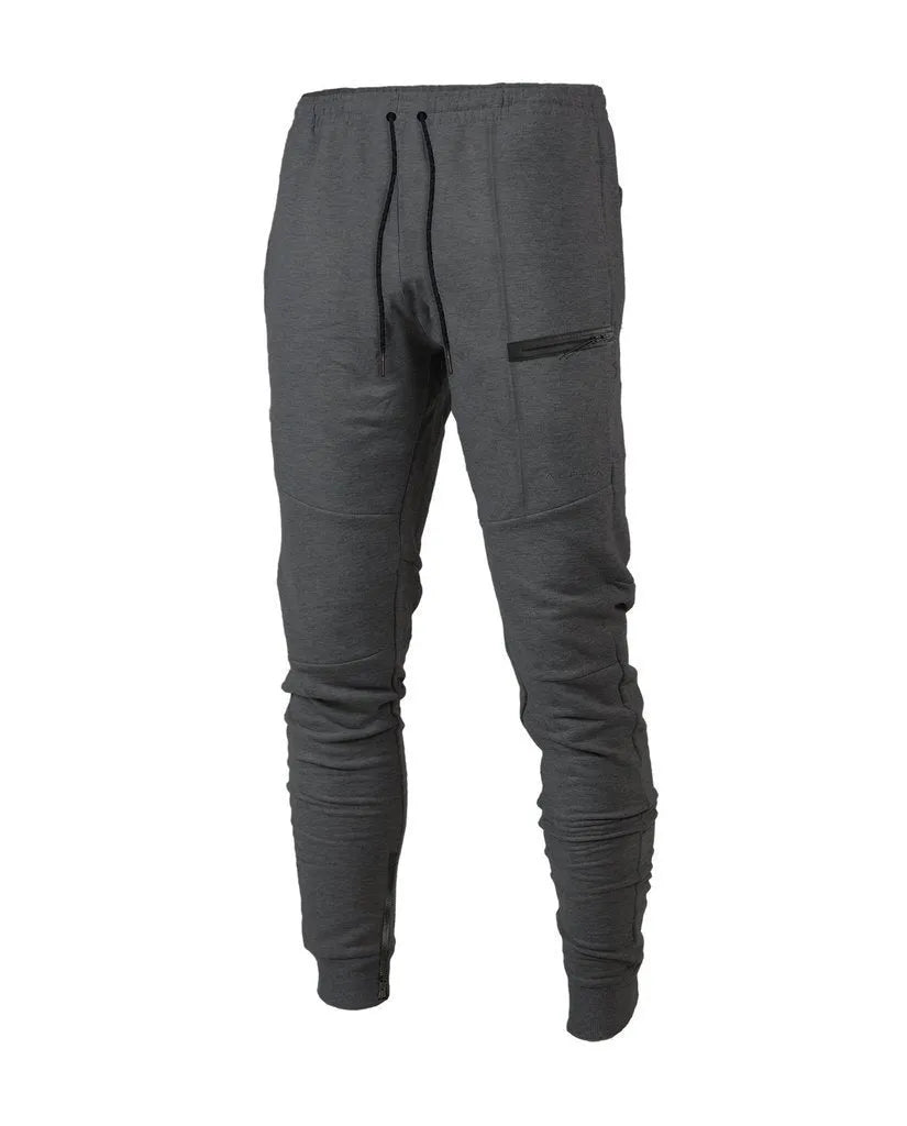 Men's black cotton joggers with elastic waist and velcro side pockets, loose fit, for sports and casual wear
