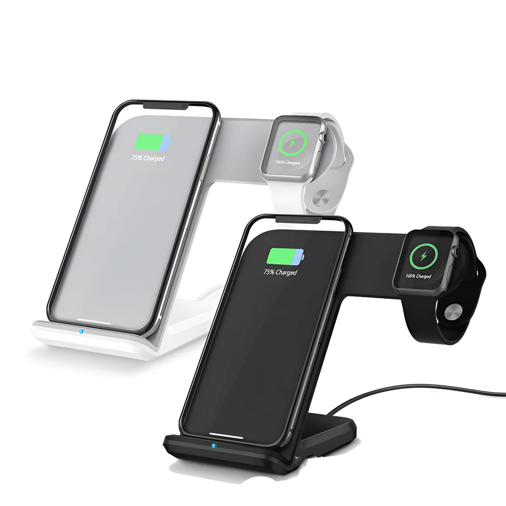Wireless phone charger pad with Type-C cable in black or white colour