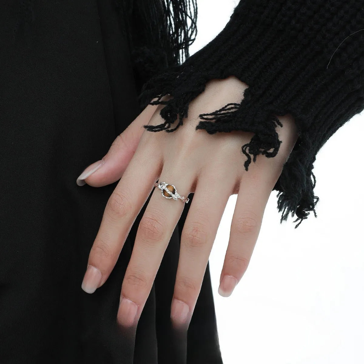 Silver Saturn-themed adjustable open ring with white gold electroplated finish for women.
