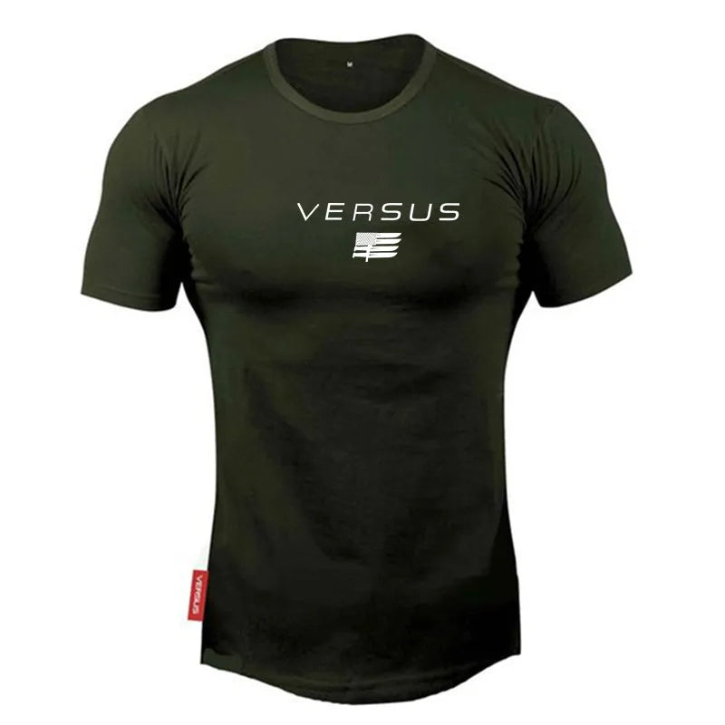 Cotton bodybuilding T-shirt in Asian size loose fit gym training casual top