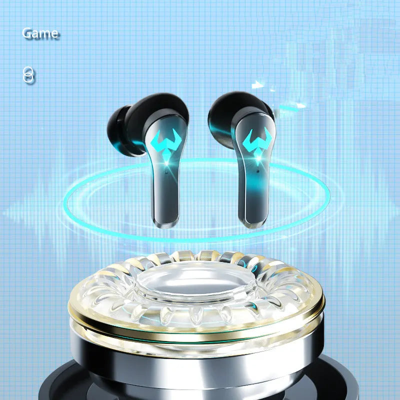 Black in-ear wireless Bluetooth sports headset with earplug design
