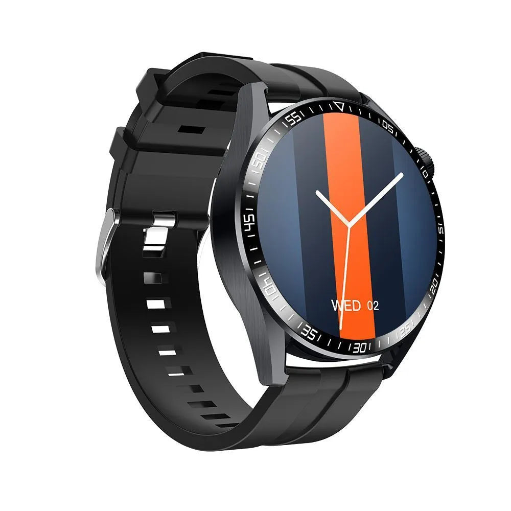 GS3 Max smartwatch with black silicone strap showing health metrics on 1.35-inch IPS display