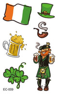 Irish festival temporary tattoo sticker with St. Patrick's Day clover design measuring 120 by 75mm