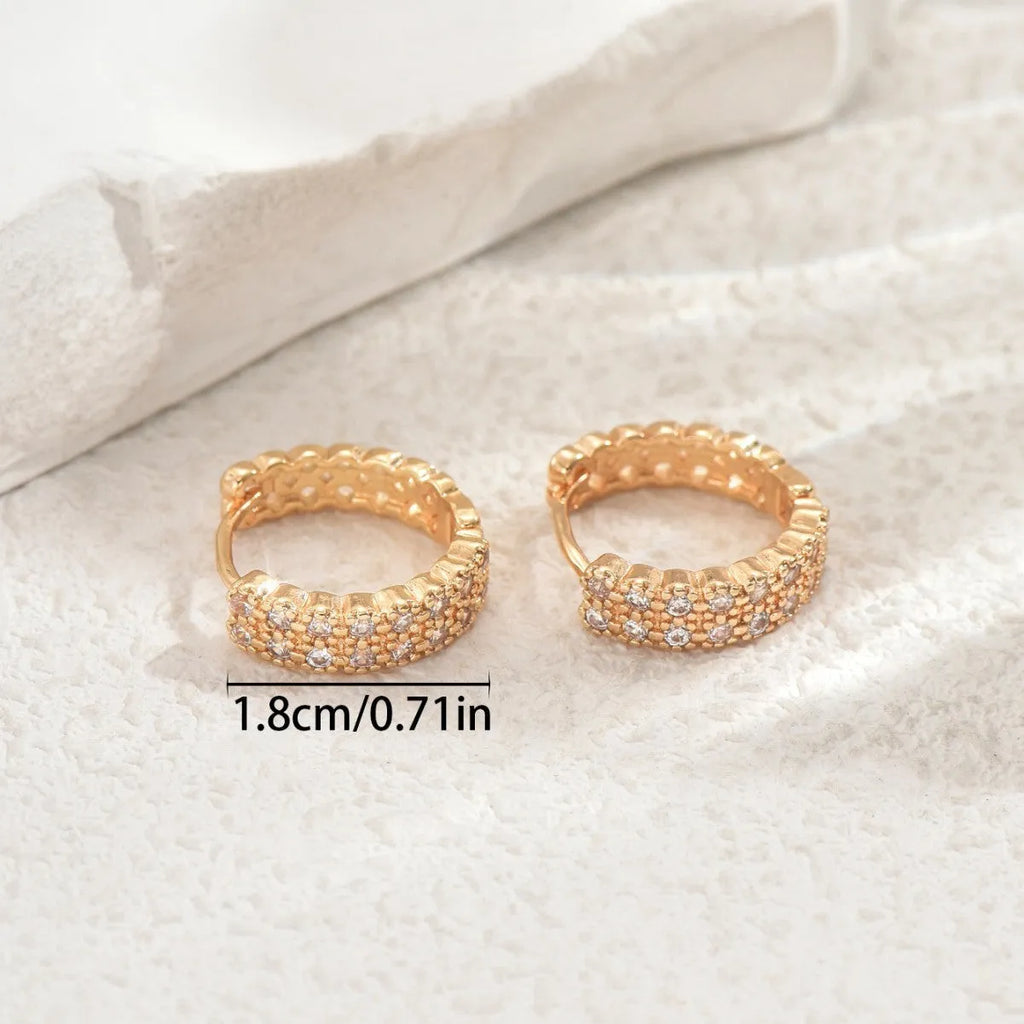 Copper geometry pattern ear studs with round dot ring design, European American style