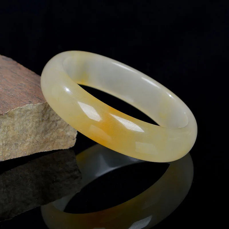 Chinese style natural jade bracelet for women with polished surface in 54mm-62mm sizes