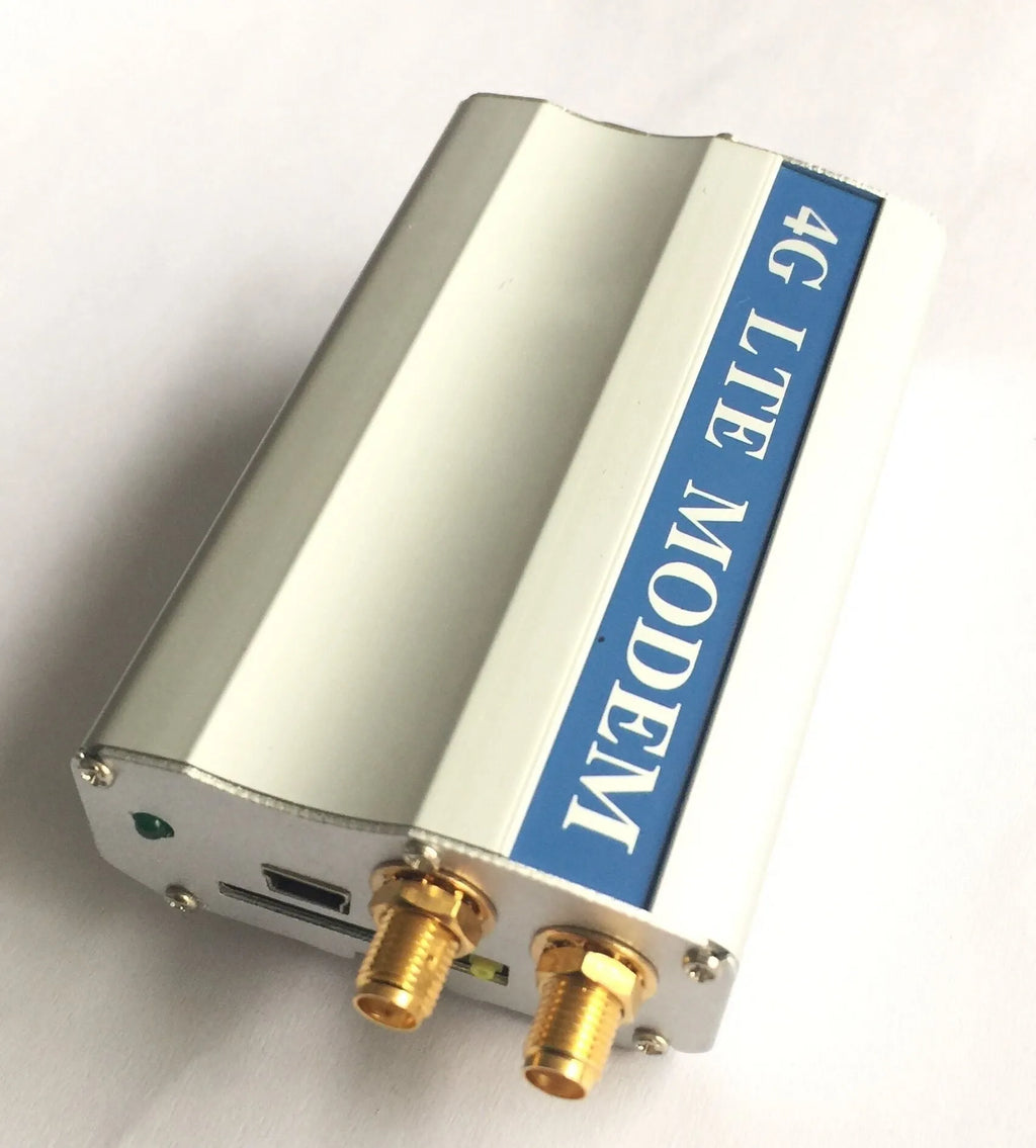 White SIM7600CE 4G LTE module with RS232 and USB ports on a 30x30mm PCB