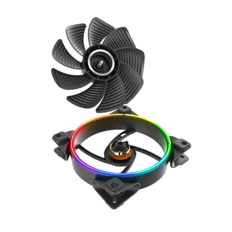 Three black 120mm RGB computer case fans with illuminated blades and hydraulic bearing design