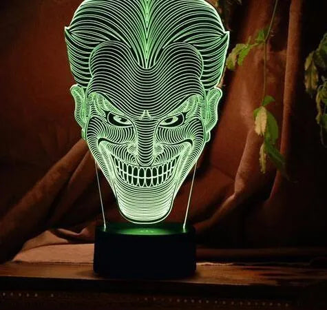 USB-powered 3D LED colour lamp with remote control showing seven adjustable lighting options