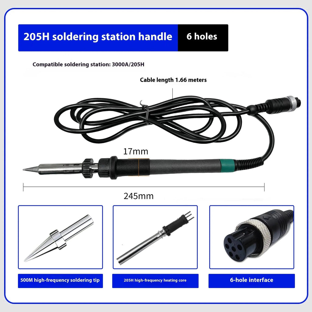 Rubber 5-pin 5-hole soldering iron handle for 60W 220V AC ceramic heating core