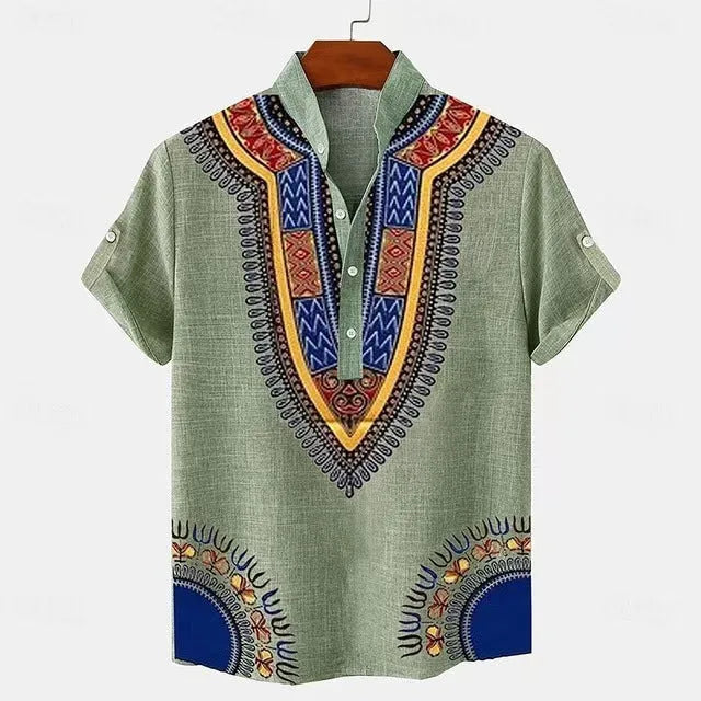 Men's casual striped linen blend shirt with personalised button details in multiple colour options