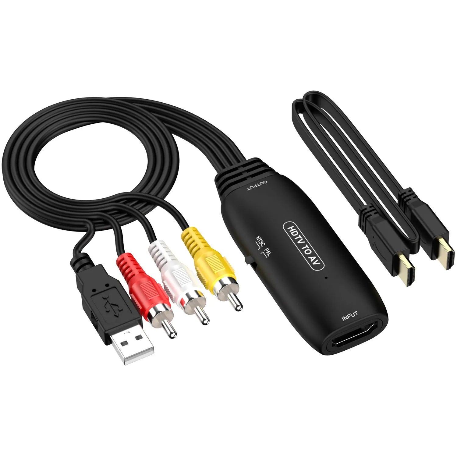 HDMI to AV converter adapter with 110cm cable for monitor and projector connections