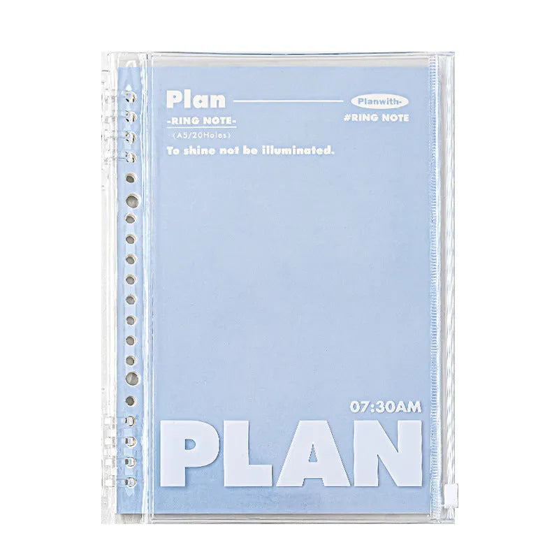 A5 PVC can store loose spiral notebook in white or blue colour with spiral binding