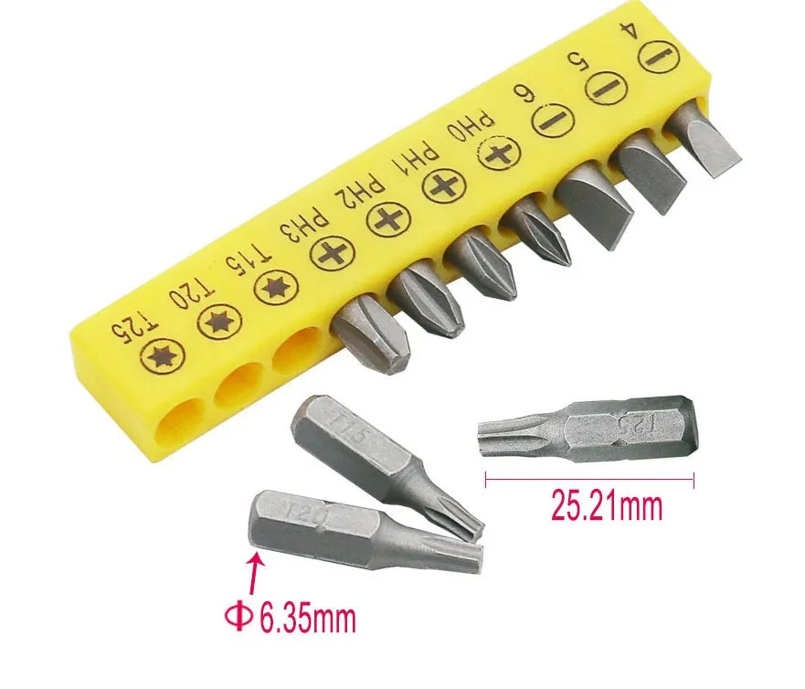 L-shaped double-headed socket wrench set with 20 screwdriver bits and socket wrenches made from 45 steel