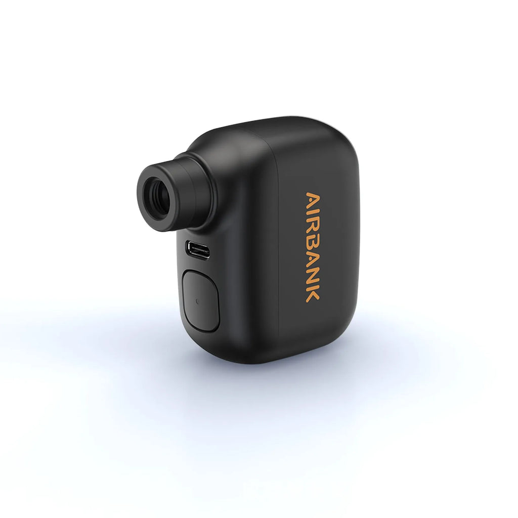 Black AS100 mini electric blast pump for mountain bike tyre inflation with USB charging cable