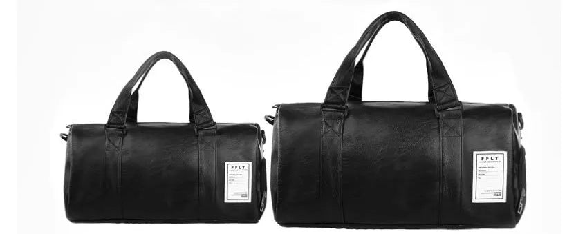 Black waterproof sports bag with separate side shoe compartments and a diagonal shoulder strap