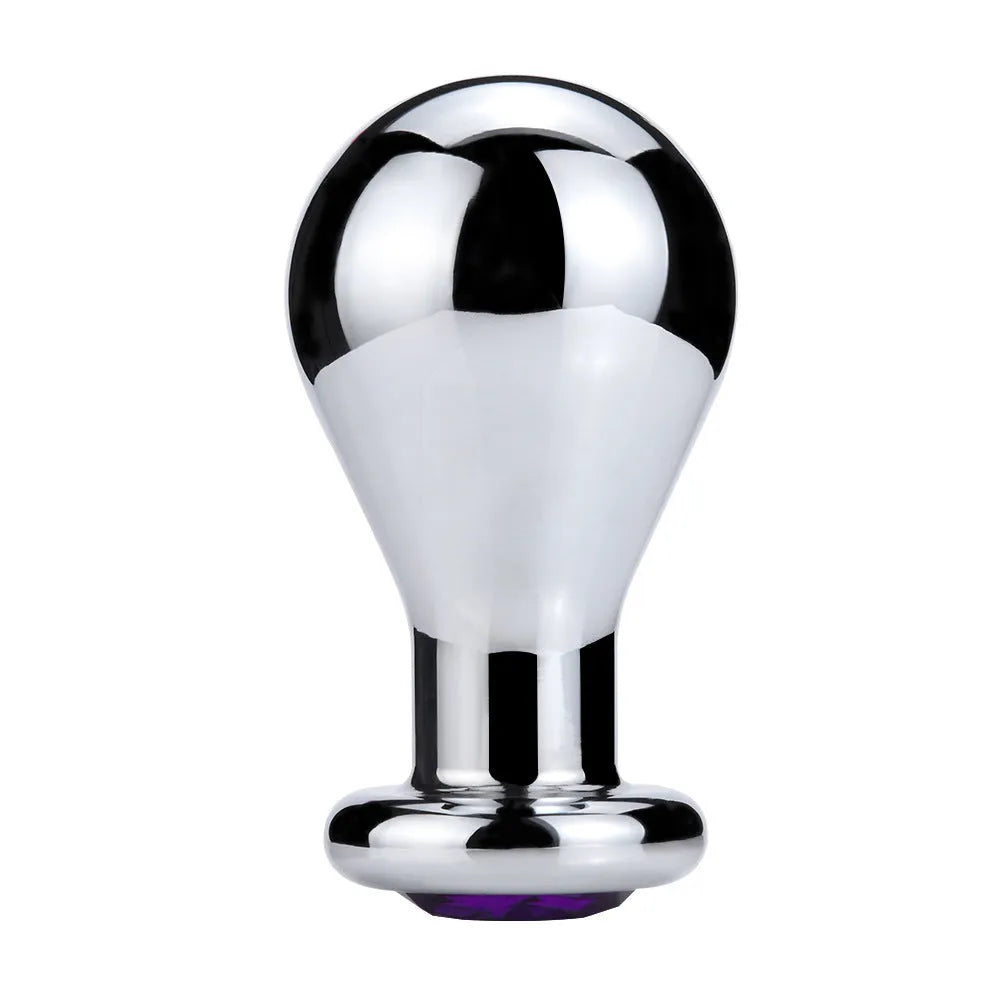 Silver aluminium alloy bulb shaped butt plug on surface