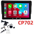 7-inch wireless CarPlay display with suction cup mount and cigarette lighter power adapter