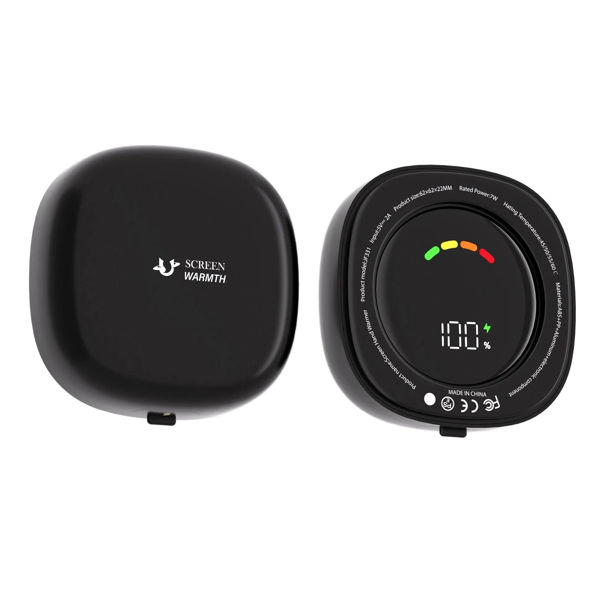 Magnetic mini USB hand warmer in white with double side heating and explosion-proof design