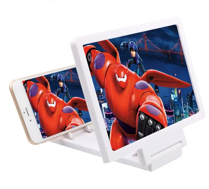 Black and white folding 3D mobile phone screen amplifier and stand with radiation protection