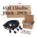 Black festoon light string with 15 bulbs across 15 metres for indoor and outdoor decoration
