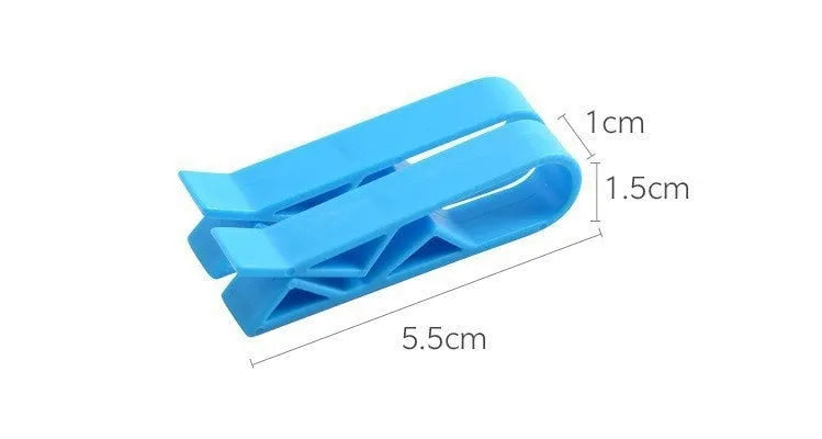 White PP plastic non-slip clip for holding a garbage bag onto a rubbish bin.