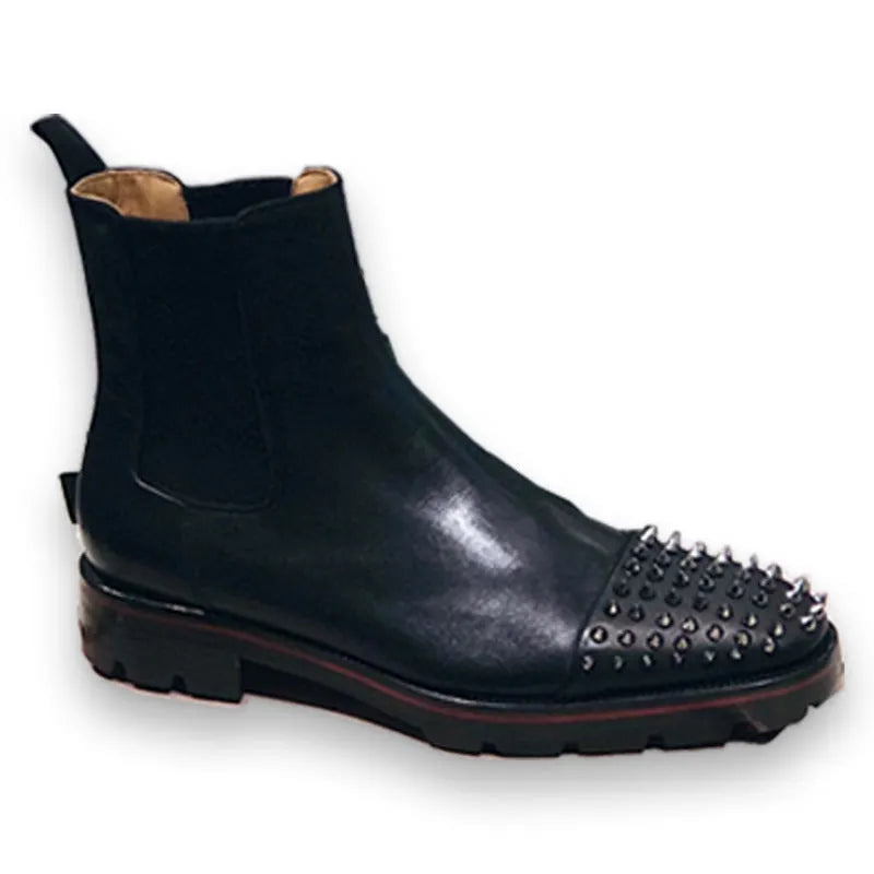 Men's black high top leather business casual shoes with a cowhide upper.