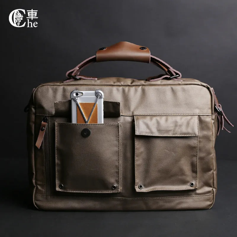 Dpark single shoulder sling laptop bag in black, open showing padded interior for a 15-inch laptop.