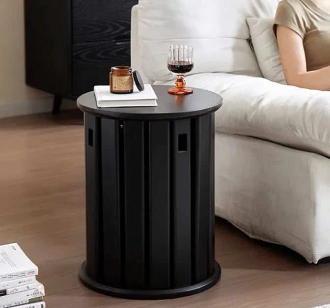 Stackable round metal dining stool in a modern style, shown in a cream white finish.
