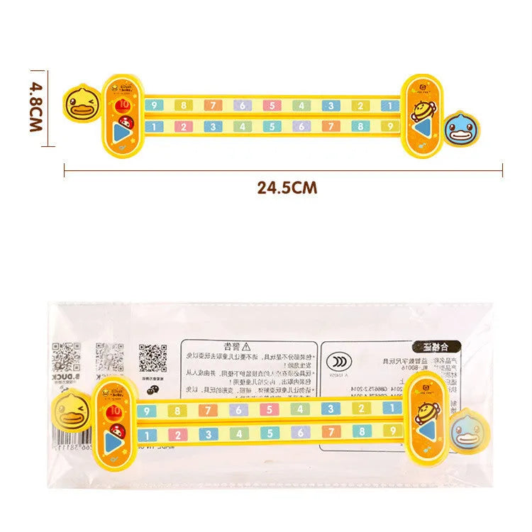 Yellow plastic cartoon digital decomposition ruler for children's maths education measuring 24.5cm