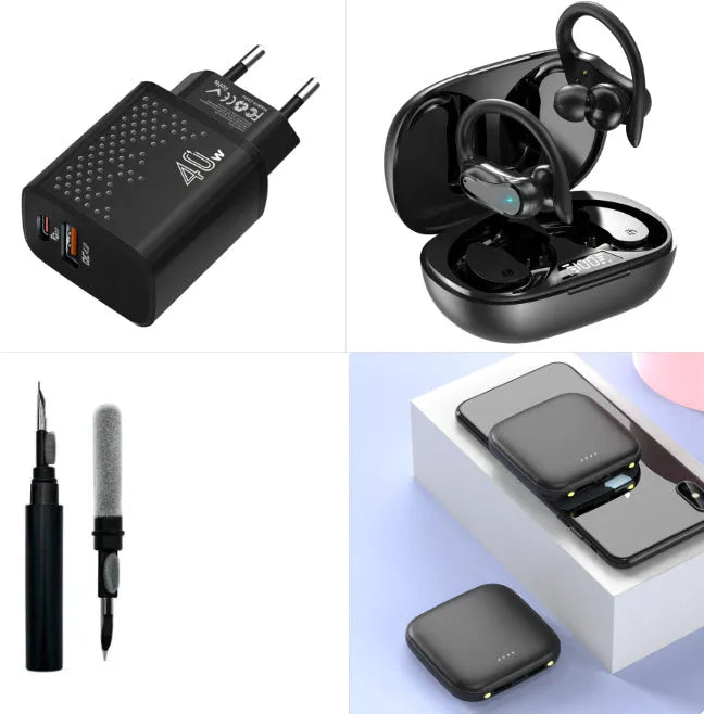 Mini power bank 20000mAh with LED flashlight in black, blue, pink or white colours