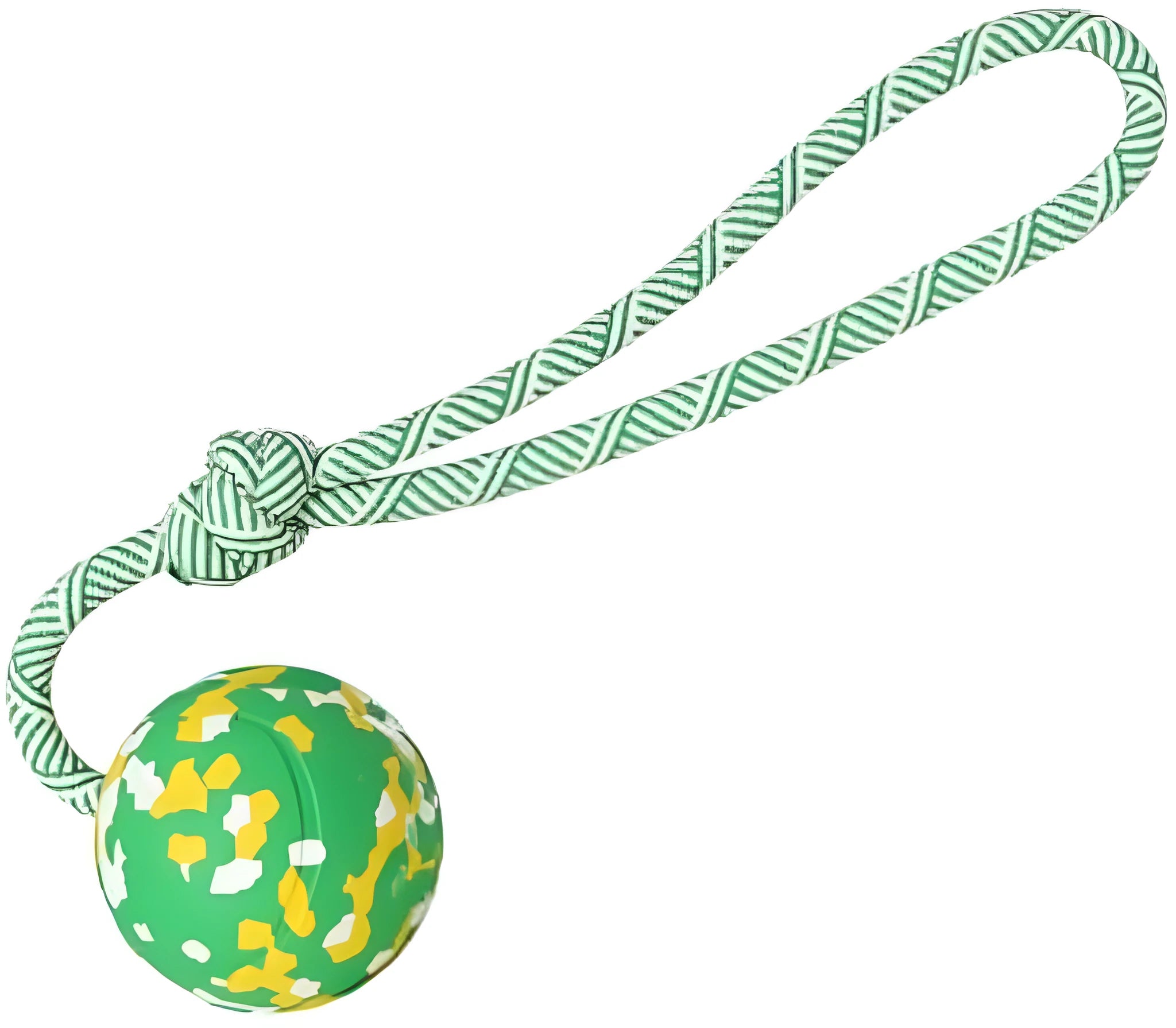 Natural rubber dog ball on nylon rope toy for medium small dogs with 6cm ball diameter