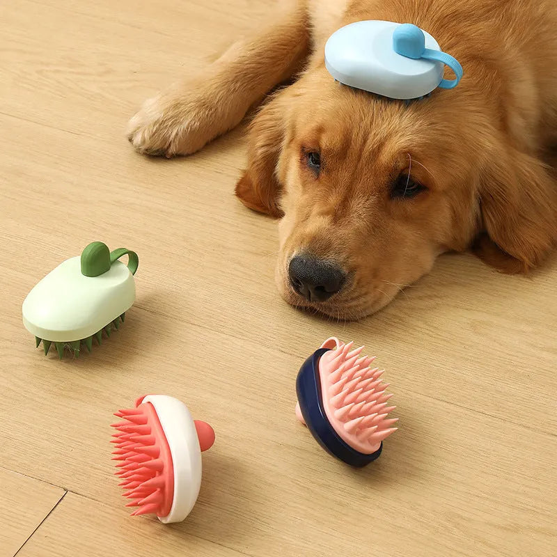 Silicone pet hair remover comb with ABS handle in choice of colours for dog grooming