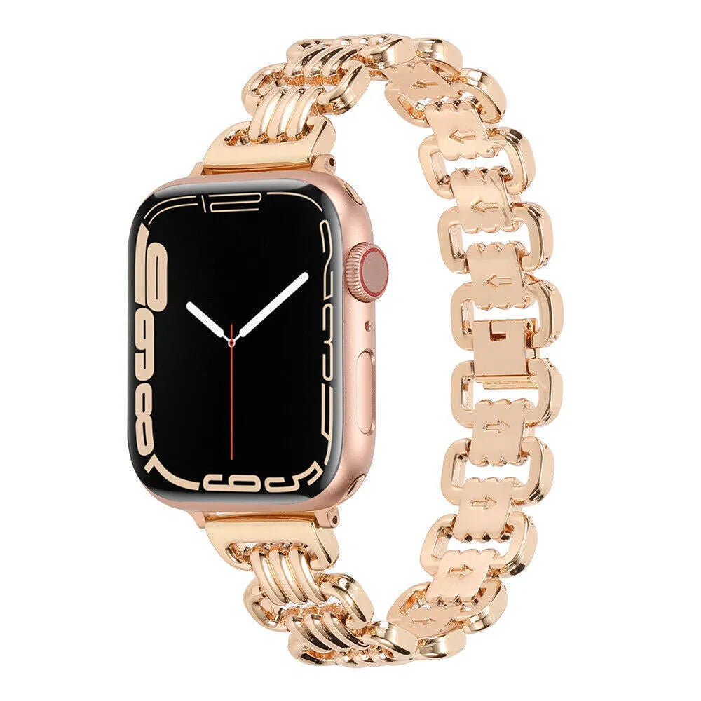 Alloy metal watch bracelet in silver, gold, black, rose gold, and starlight for Apple Watch 38mm to 49mm