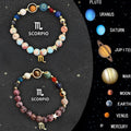 Natural stone beaded bracelet set showing two zodiac sign bracelets with twelve astrology style options