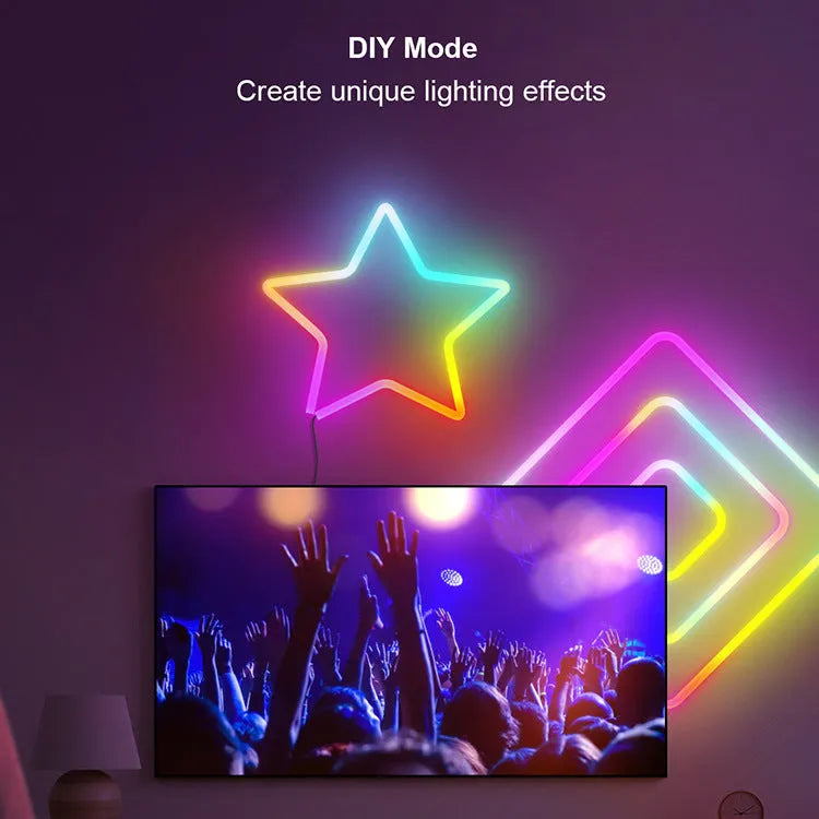 3 metre long RGB neon LED strip lights with remote control and USB power cable