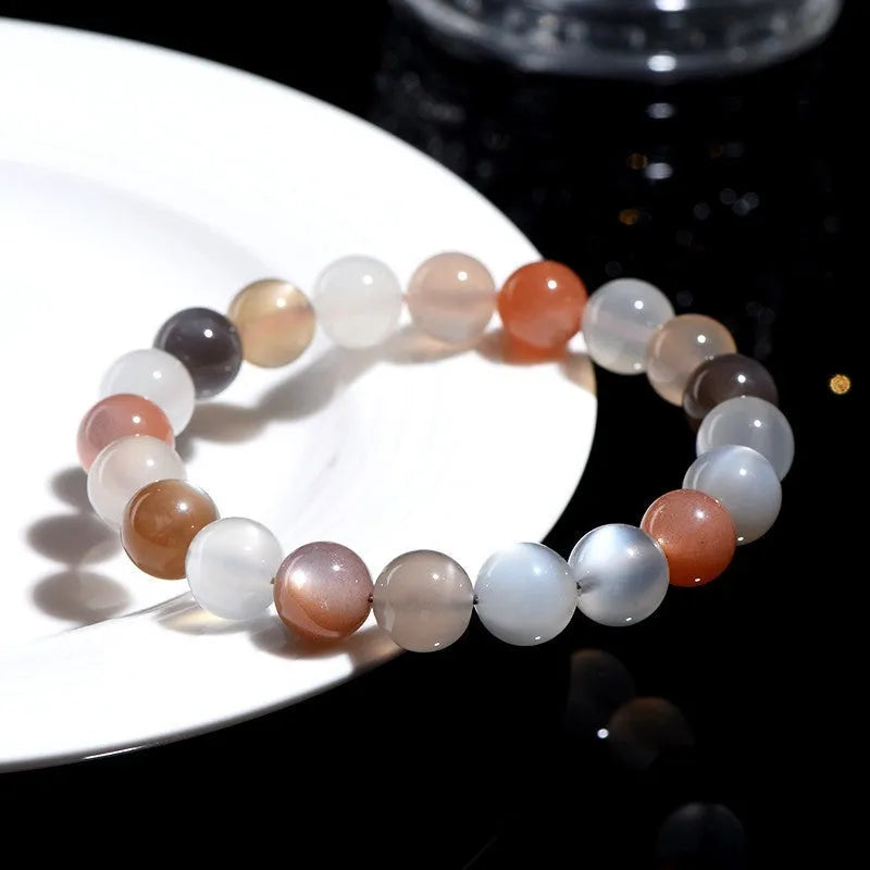 Moonstone colourful moon light bracelet with 8mm single circle diameter