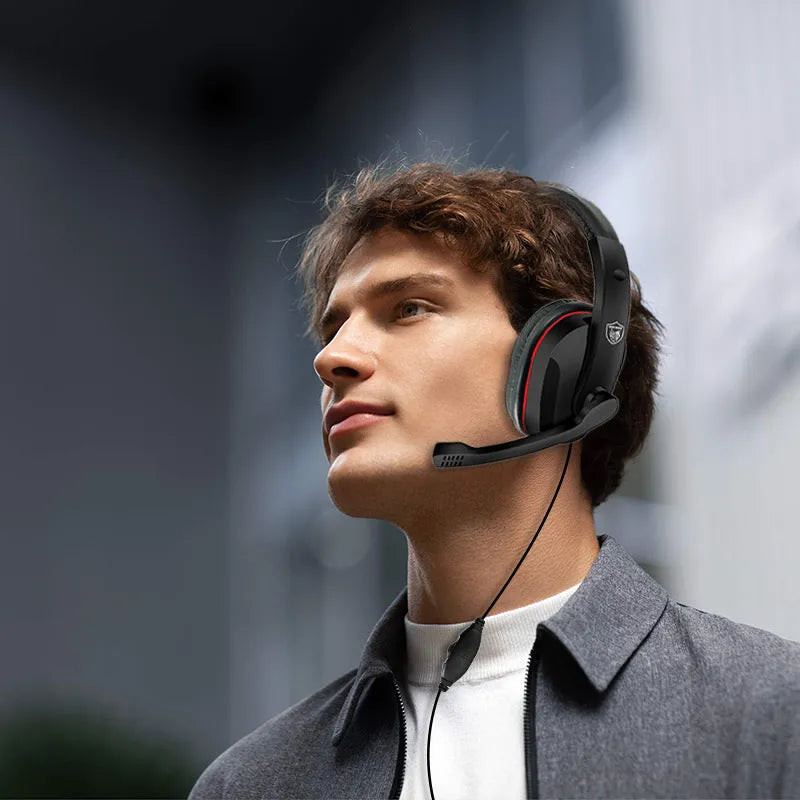 Black wired over-ear gaming headset with 40mm speakers and a 6.3mm straight plug on a 1.2m cable.