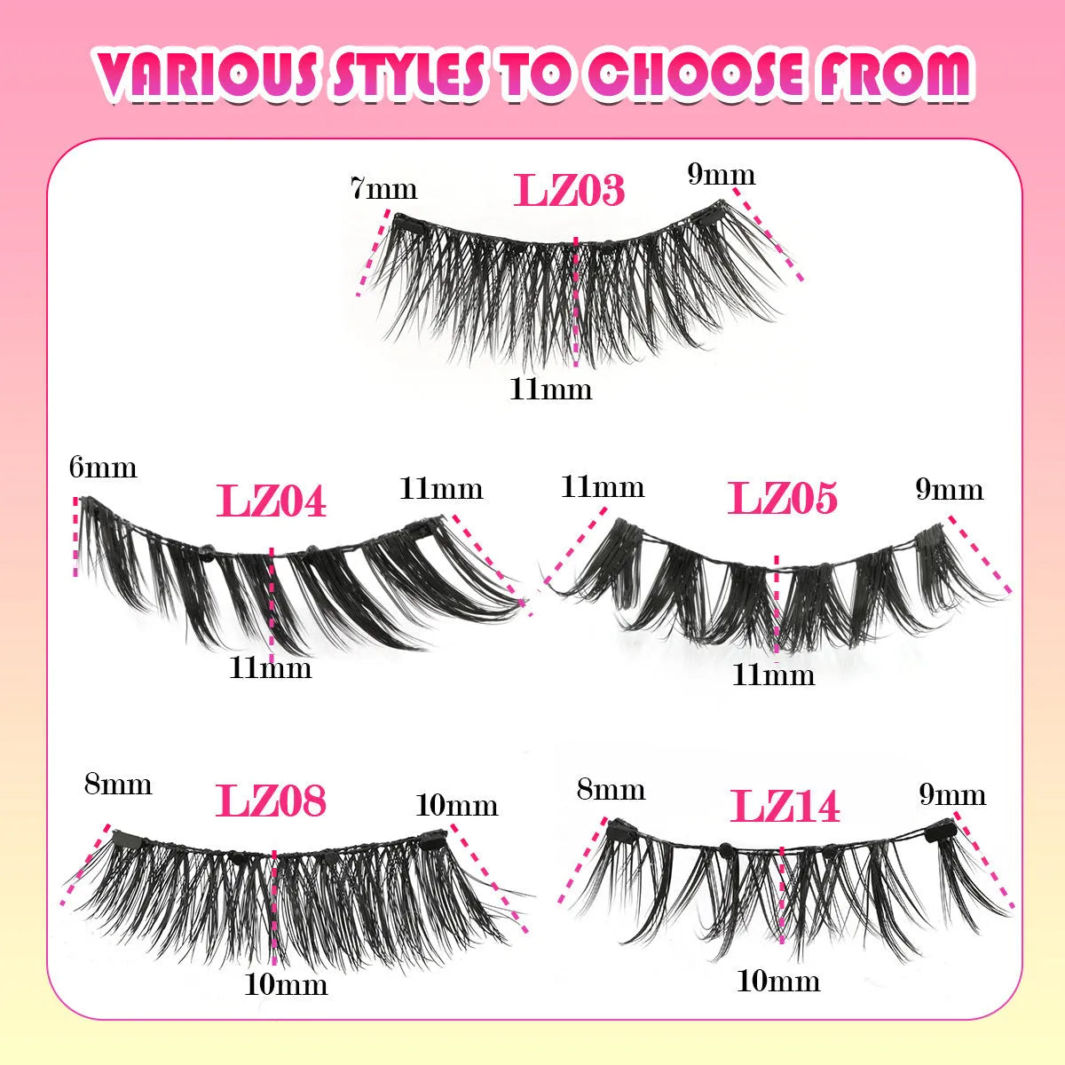 Reusable waterproof false eyelashes with thick artificial fibre construction and natural styling
