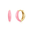 Geometric U-shaped oval curved earrings with colourful dripping oil epoxy resin finish on silver-plated copper.
