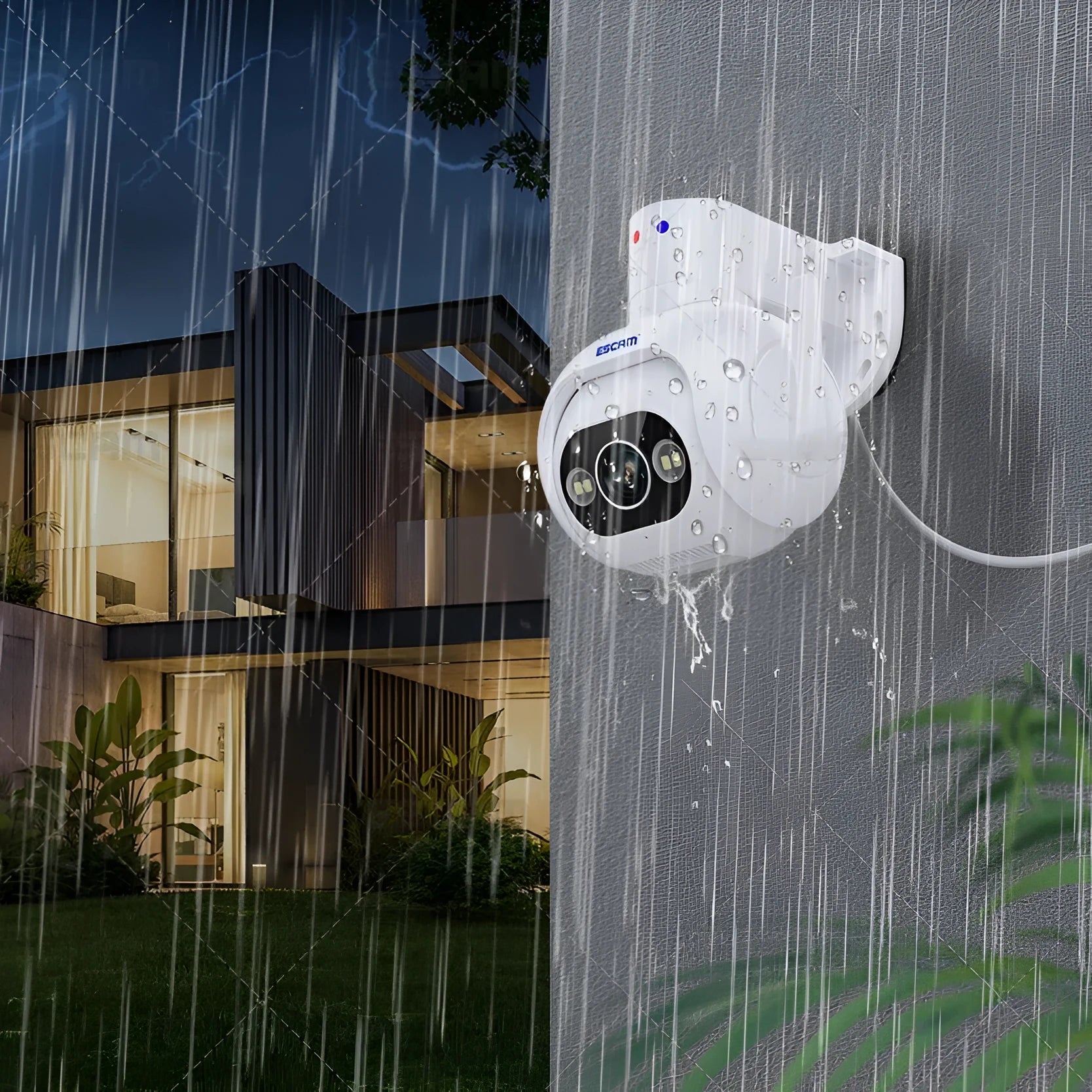 Smart colour night vision security camera with wall mount bracket and 4MP H265 resolution