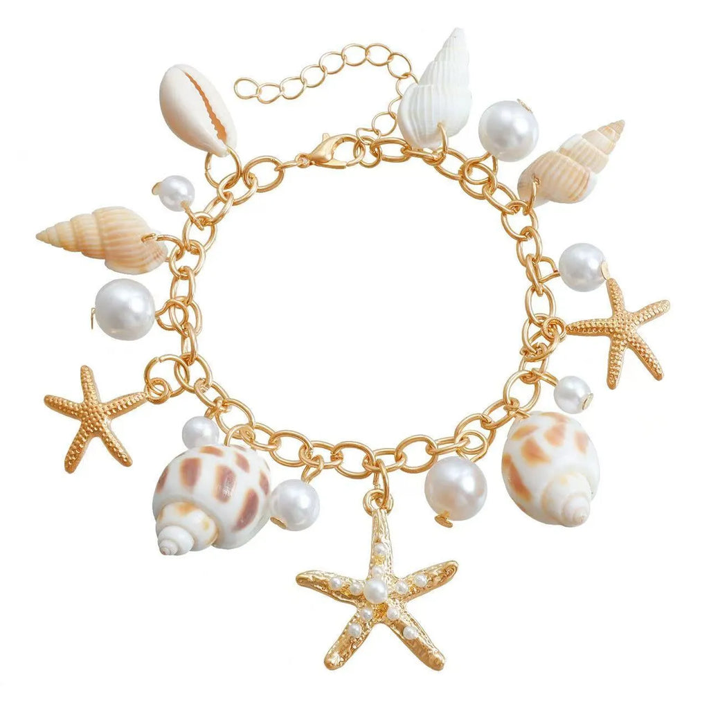 Women's waist chain and bracelet set with star detailing in alloy metal
