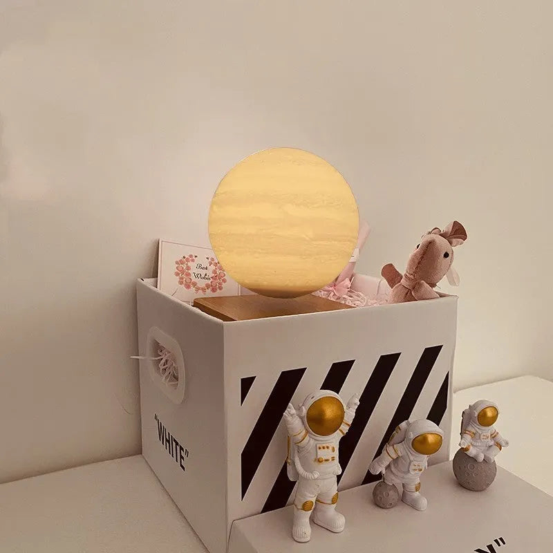 Moon Earth maglev levitating night light with floating planetary design and USB cable