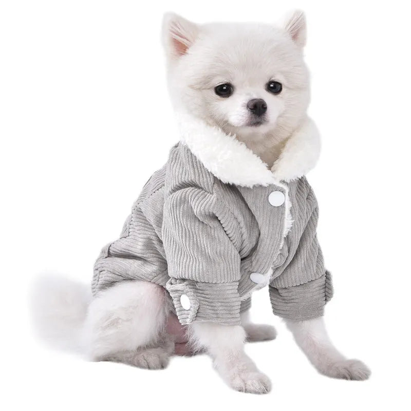 Lambswool fleece-lined dog vest in grey or pink with wool lining for autumn and winter warmth