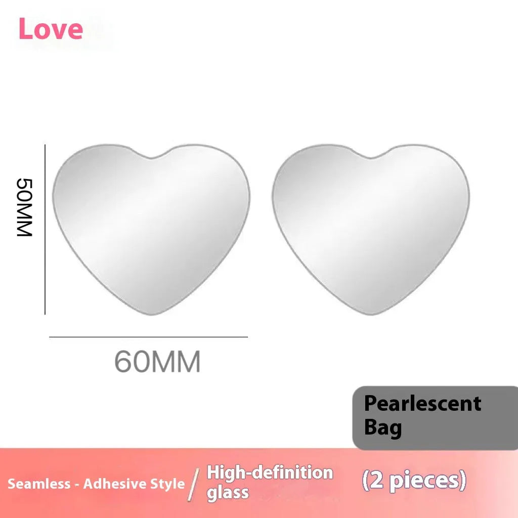 Frameless Ultra HD rear view auxiliary mirror black 2 pack fan love round shape for car blind spot safety