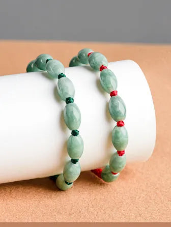 Jade As Right As Rain bracelet unisex natural stone dark green men's 9 beads with certificate