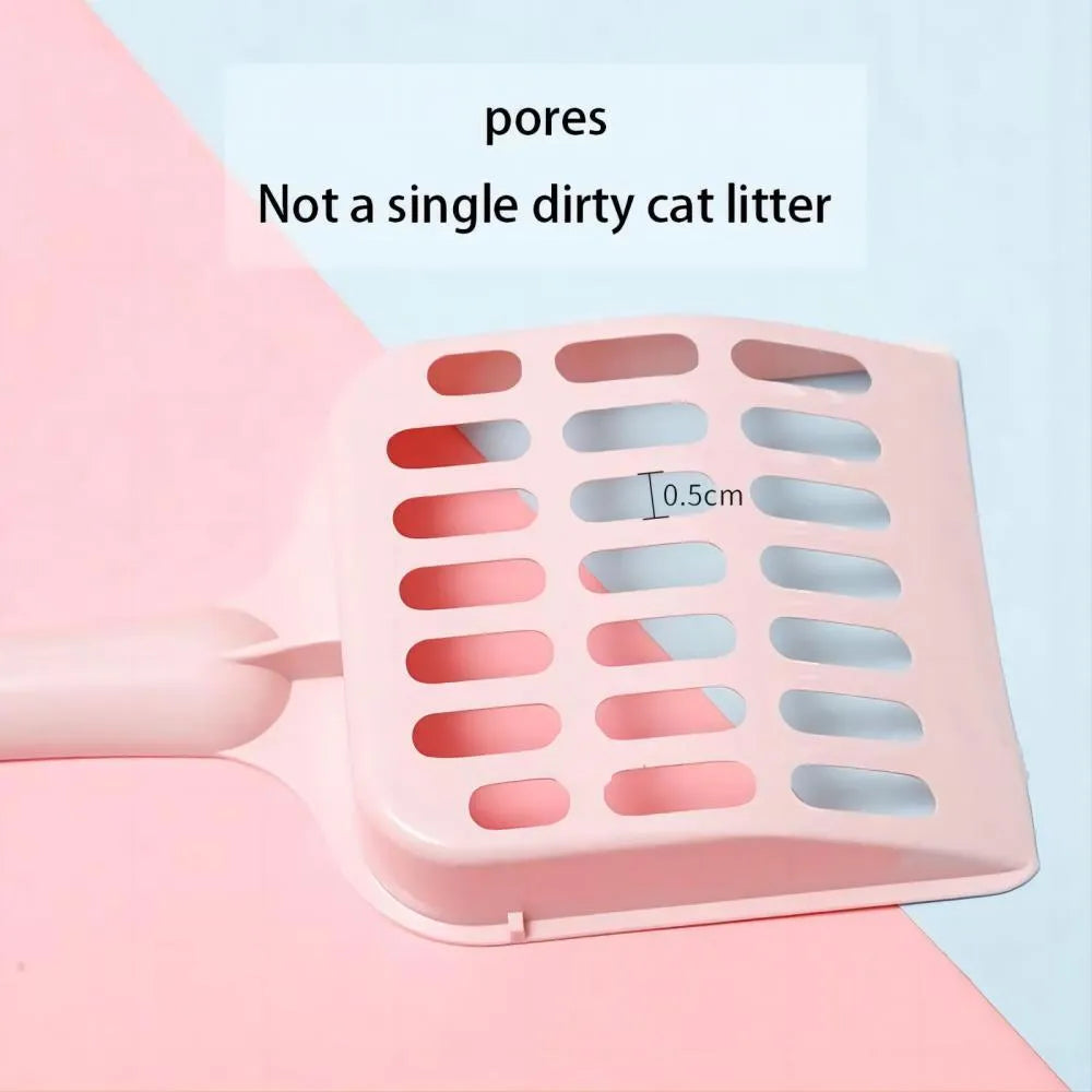 Plastic cat litter scoop in blue, green or pink measuring 20cm long by 9cm wide
