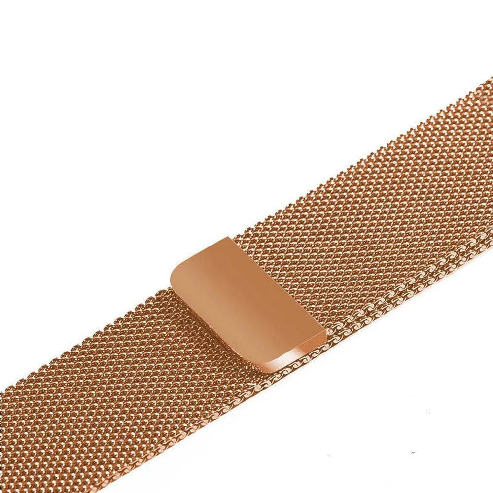 Stainless steel watch replacement strap in silver, showing buckle and 22mm width, for 38mm to 44mm watch cases.