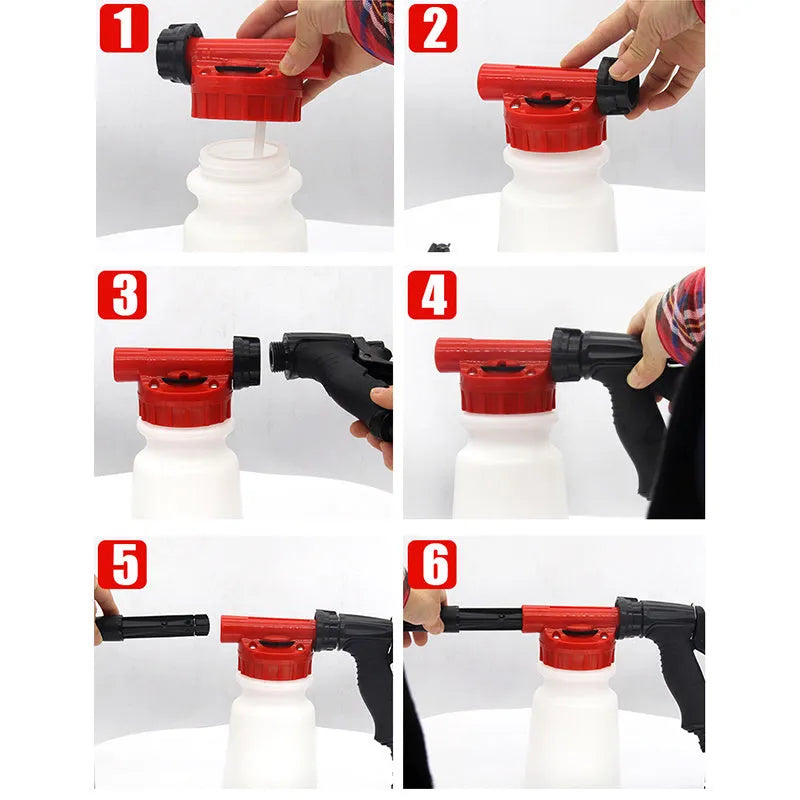 Green and black high pressure garden spray gun for watering and pest control.